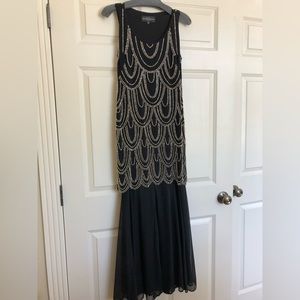 Betsy & Adam Formal MOB/MOG Dress - black & gold